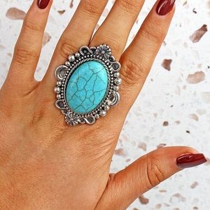 Turquoise Eva silver tone ring